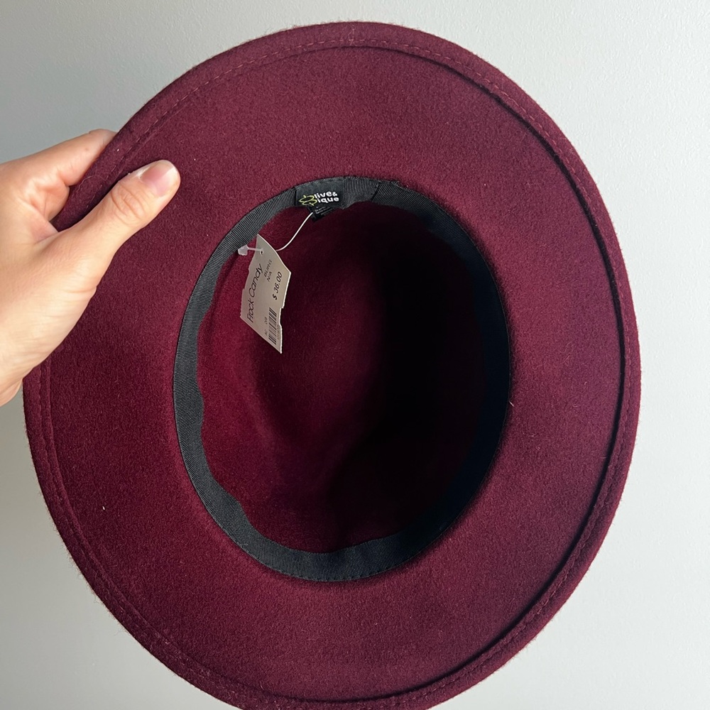 Rich Wine Felt Fedora Hat - Picture 5 of 6